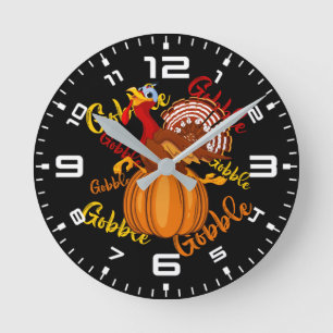 Horloge Ronde Gobble Gobble Gobble Citrouille