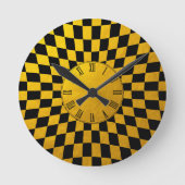 Horloge Ronde Gold & Black Checked square pattern / Retro design (Recto)