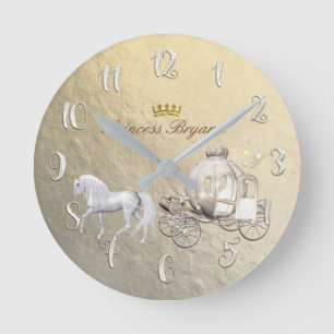 Horloge Ronde Gold Cendrillon Princess Carriage & Horse Custom