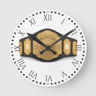 Horloge Ronde Gold Championship Belt Boxing Wrestling Decor
