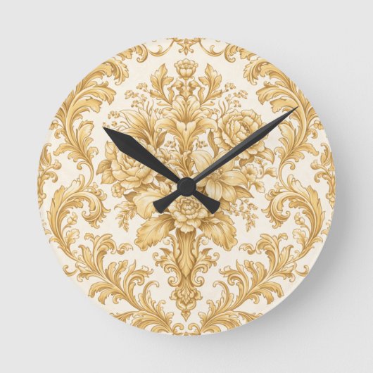 Horloge Ronde Gold Damask Floral (Recto)