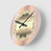 Horloge Ronde Gold Diamonds Rose Gold 50e anniversaire Mariage (Angle)