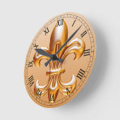 Horloge Ronde Gold Fleur de Lis audacieux (Angle)