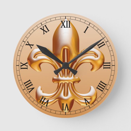 Horloge Ronde Gold Fleur de Lis audacieux (Recto)