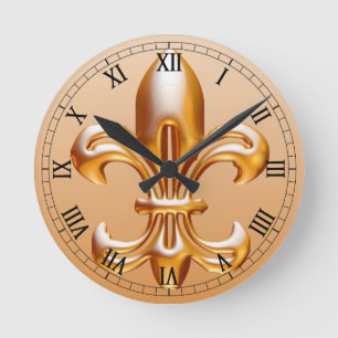 Horloge Ronde Gold Fleur de Lis audacieux