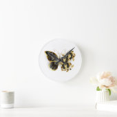 Horloge Ronde Gold flower Butterfly with Black Orchid (Maison)