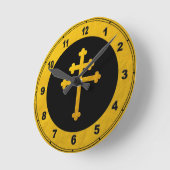 Horloge Ronde Gold Lorraine Cross on Black /or Christian (Angle)