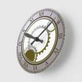 Horloge Ronde Gold steampunk wall clock (Angle)