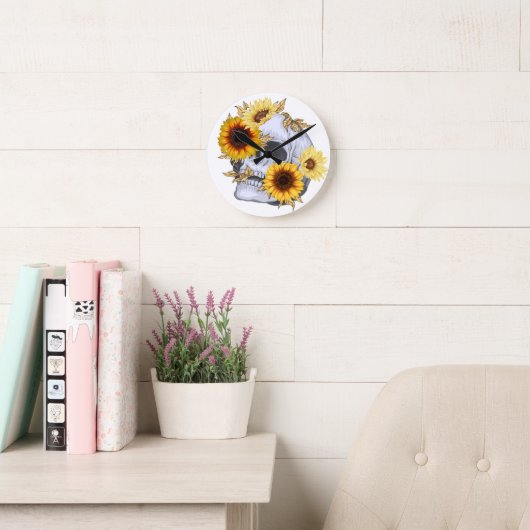 HORLOGE RONDE GOLDEN BLOOM SKULL (Salle de lecture)
