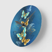 Horloge Ronde Golden butterflies (Angle)