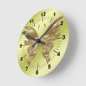 Horloge Ronde Golden butterfly (Angle)