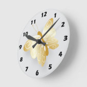 Horloge Ronde Golden Butterfly Design (Angle)