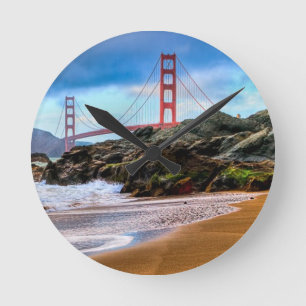 Horloge Ronde Golden gate bridge au coucher du soleil