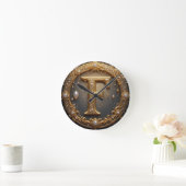Horloge Ronde Golden Monogram Initial Letter F (Maison)
