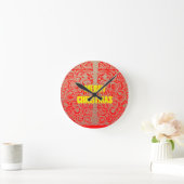 Horloge Ronde Golden Red Blanche (Maison)