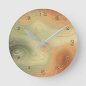 Horloge Ronde Golden Strata | Pêche Brûlée Orange Vert Agate (Recto)