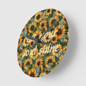 Horloge Ronde Golden Sunflower Bliss (Angle)