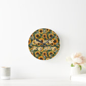 Horloge Ronde Golden Sunflower Bliss (Maison)