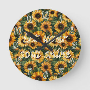 Horloge Ronde Golden Sunflower Bliss