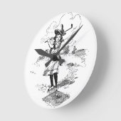 Horloge Ronde Golf Girl Golfing Art Vintage (Angle)