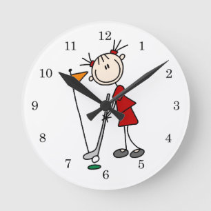 Horloge Ronde Golfeuse en bonhomme allumette