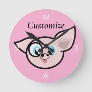 Horloge Ronde Goofy Pig souriant Thunder_Cove