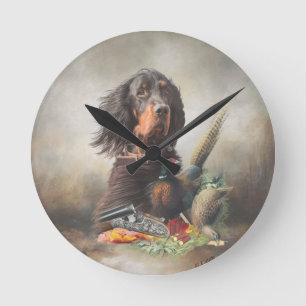 Horloge Ronde Gordon setter avec faisans, Art