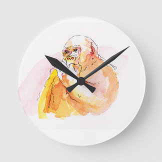 Horloge Ronde Gorilla sucking fingers Clock 指しゃぶりのゴリラ時計