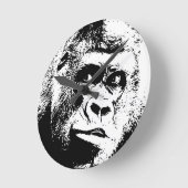 Horloge Ronde Gorille blanc noir d'art de bruit (Angle)