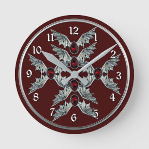 Horloge Ronde Gothic Blood Stone Bat Wings Round 2