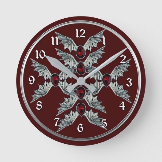 Horloge Ronde Gothic Blood Stone Bat Wings Round 2 (Recto)