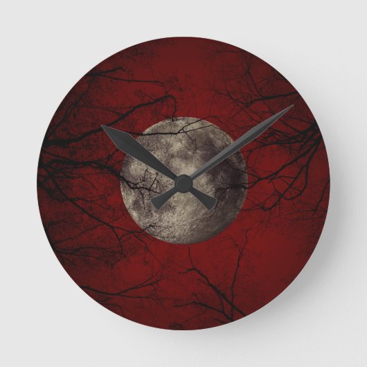 Horloge Ronde Gothic Full Moon avec Haunting Trees (Recto)