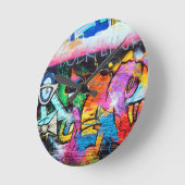Horloge Ronde graffiti Couleurs Peinture d'art (Angle)