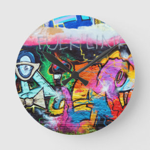 Horloge Ronde graffiti Couleurs Peinture d'art