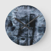 Horloge Ronde Graffiti peint Grunge | Dark Navy et Denim Blue (Recto)