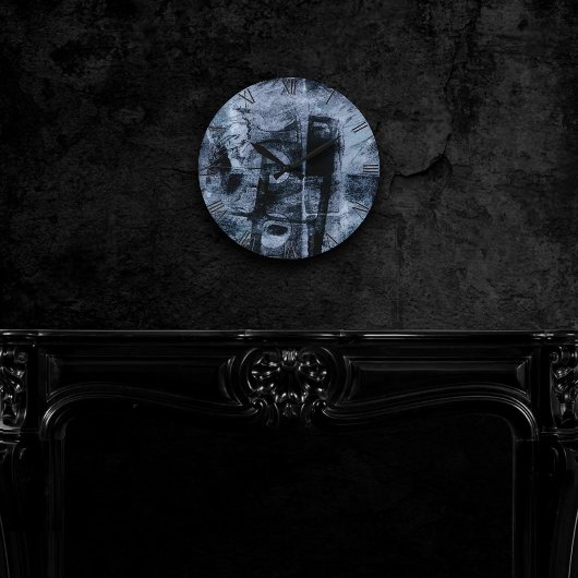 Horloge Ronde Graffiti peint Grunge | Dark Navy et Denim Blue