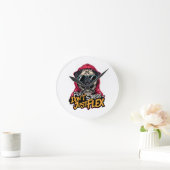 Horloge Ronde Graffiti Pug Wall Clock – “Pug Don’t Stress (Maison)