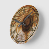 Horloge Ronde Grain de bois avec noeud (Angle)
