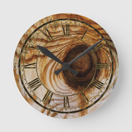 Horloge Ronde Grain de bois avec noeud (Recto)