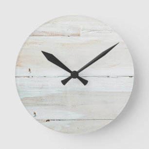 Horloge Ronde Graine blanche en bois blanc de la graine