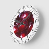Horloge Ronde Graines de grenade rouge (Angle)
