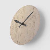 Horloge Ronde Grains de bois texturés blancs blanchis (Angle)