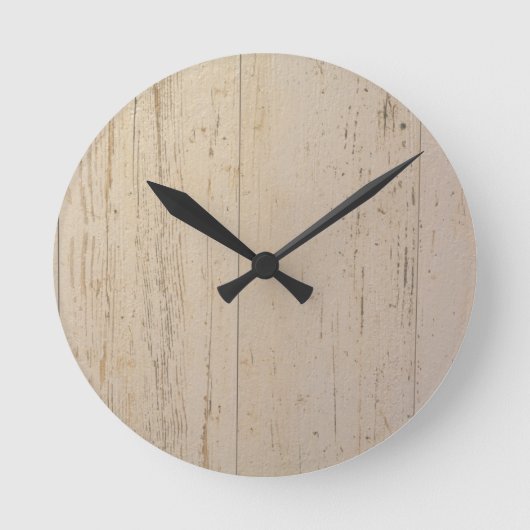 Horloge Ronde Grains de bois texturés blancs blanchis (Recto)