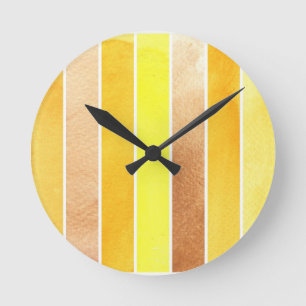 Horloge Ronde grand arrière - plan jaune d'aquarelle - aquarell