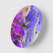 Horloge Ronde Grand cadenas Abstrait rose violet or (Angle)