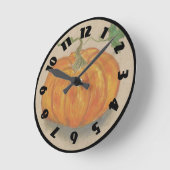 Horloge Ronde Grand Citrouille orange (Angle)