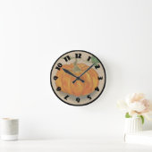Horloge Ronde Grand Citrouille orange (Maison)