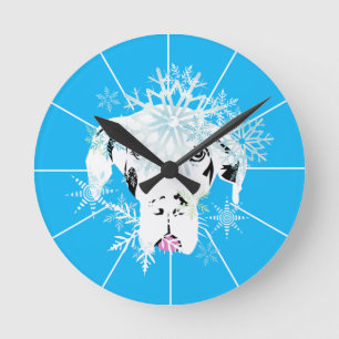 Horloge Ronde Grand Danois bleu