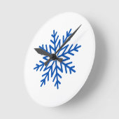 Horloge Ronde Grand flocon bleu (Angle)