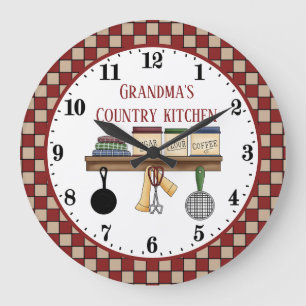 Horloge Ronde Grand-mère's Country cuisine ajouter texte Grande